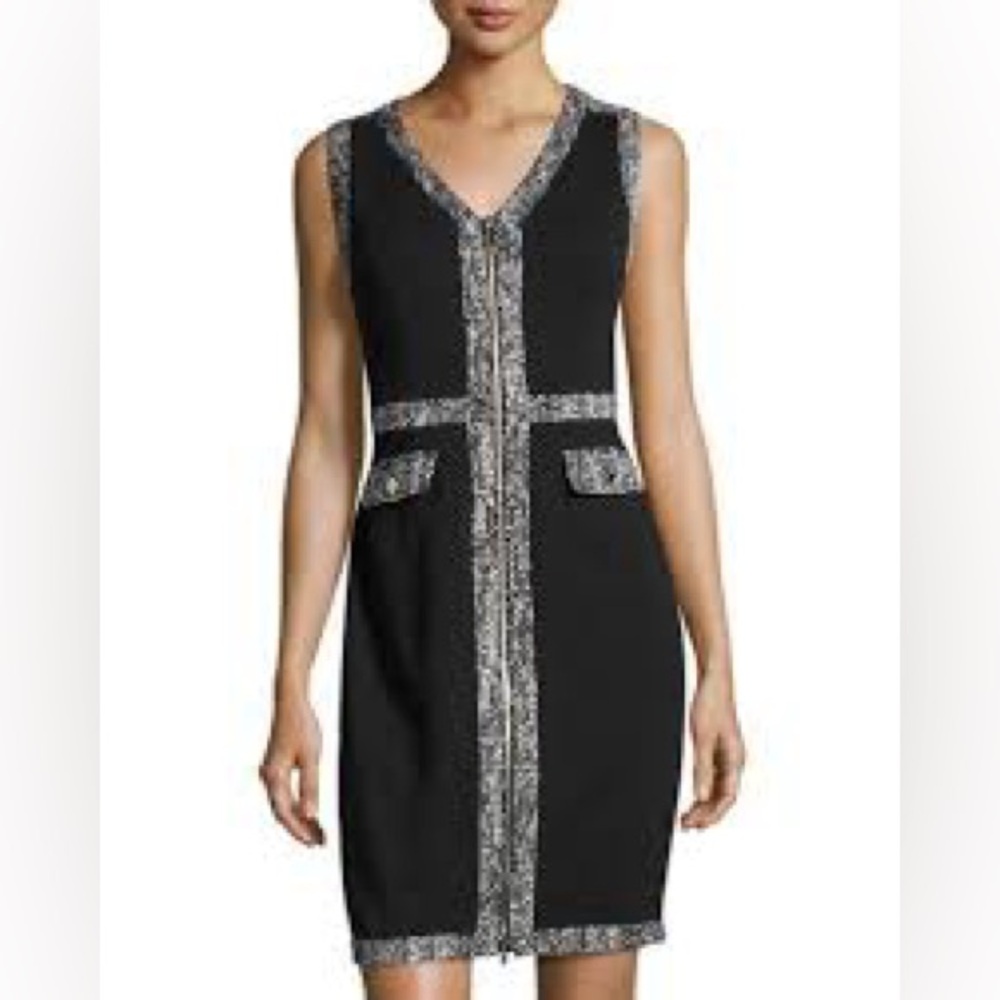 Karl Lagerfeld Black Dress with Tweed Accents